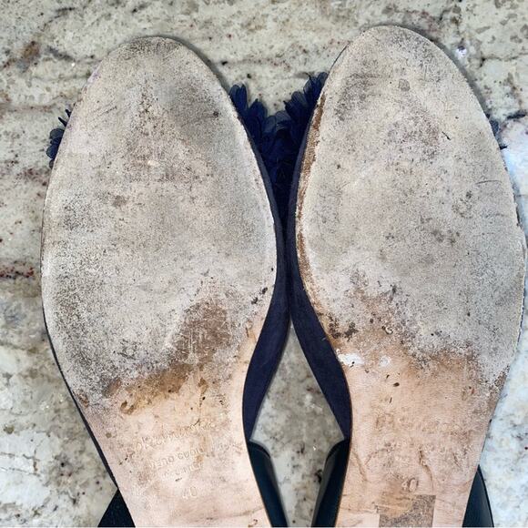 Pokemaoke $400 Zelena Blue Flower Suede Sandals Sling Back Italy 40 US 8 - Picture 11 of 13